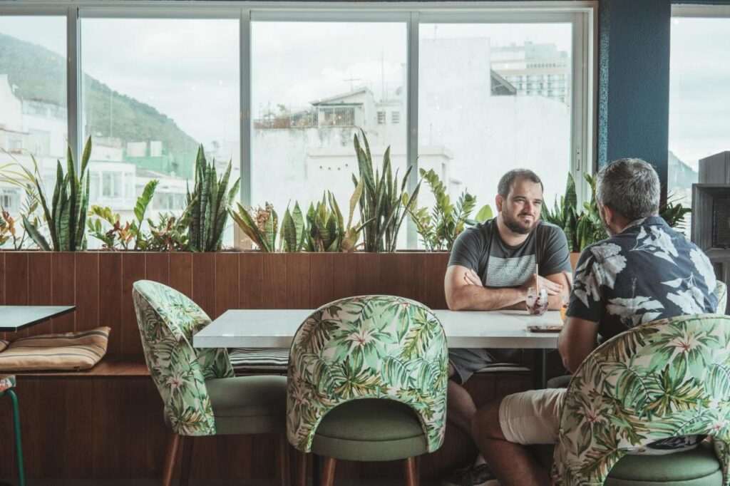 Entrepreneurs working at coworking space in Copacabana